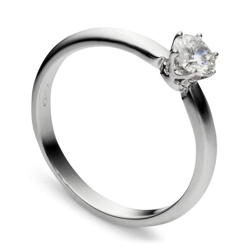 Классическое кольцо с бриллиантом 0.3 карат из белого золота