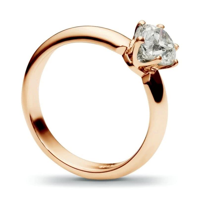 Классическое кольцо с бриллиантом 1.5 карат из красного золота