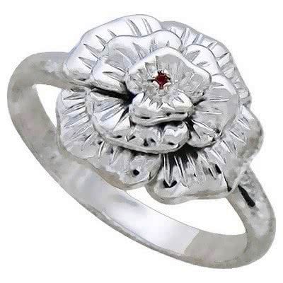 Кольцо Цветок с 1 кристаллом swarovski из серебра 925 пробы