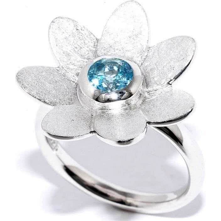 Кольцо Цветок с топазами из серебра