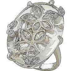 Кольцо Цветы с кристаллом swarovski и фианитами из серебра