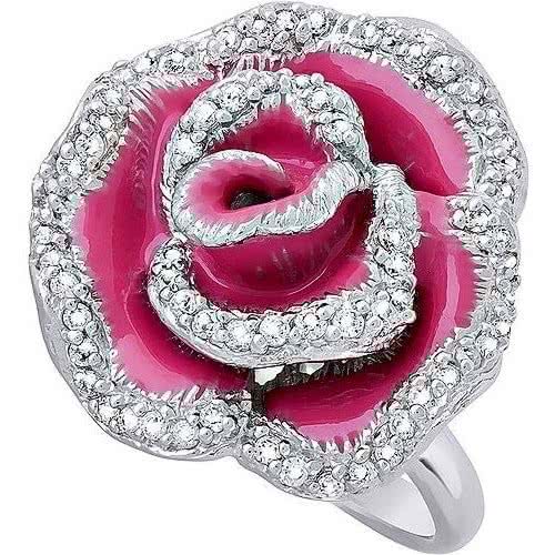 Кольцо Роза с фианитами из серебра