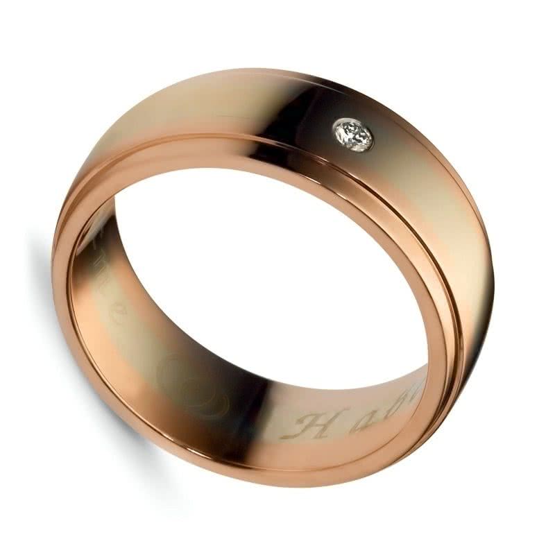 Кольцо с 1 бриллиантом из комбинированного золота