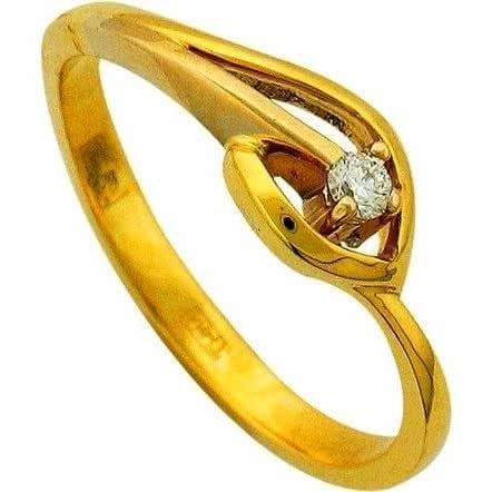 Кольцо с 1 бриллиантом из комбинированного золота 750 пробы