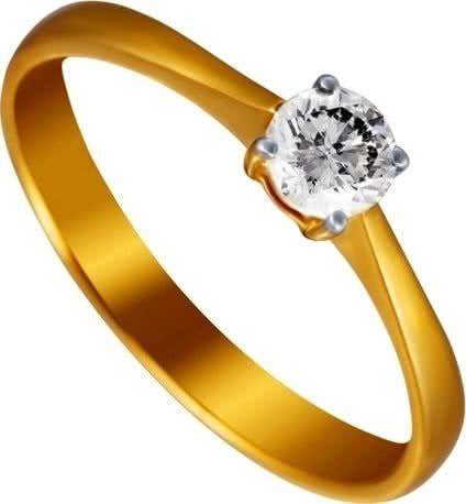 Кольцо с 1 бриллиантом из жёлтого золота
