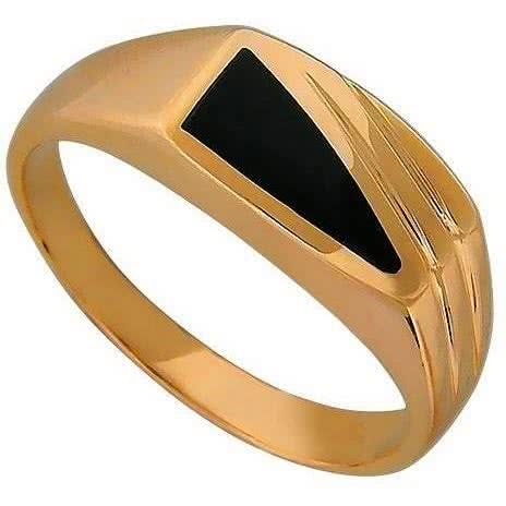Кольцо с 1 ониксом из красного золота