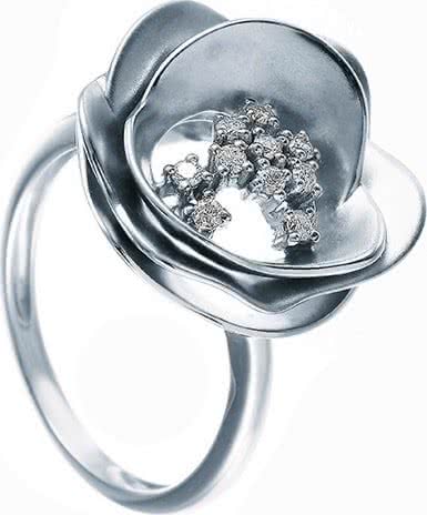 Кольцо с 10 бриллиантами из белого золота