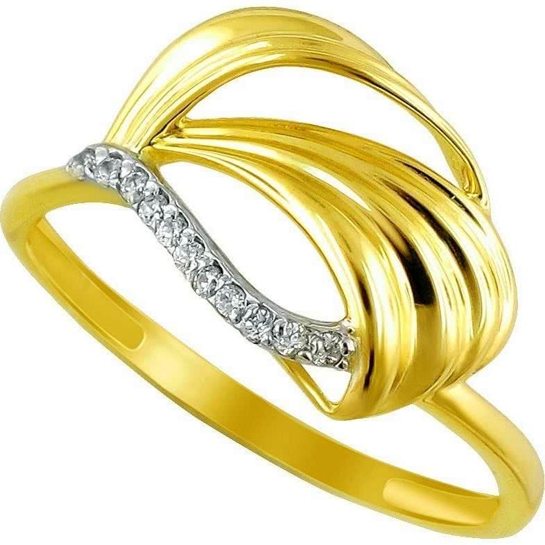 Кольцо с 11 фианитами из жёлтого золота