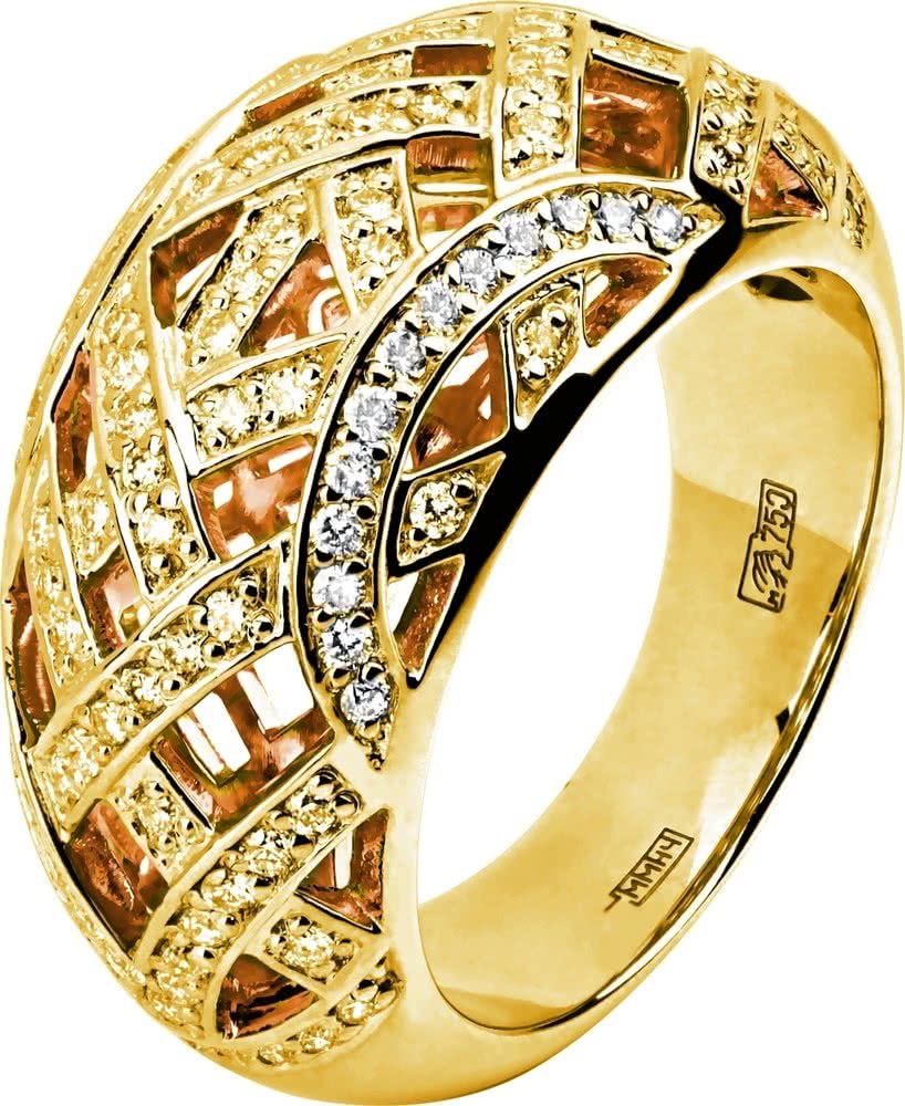 Кольцо с 115 бриллиантами из жёлтого золота 750 пробы