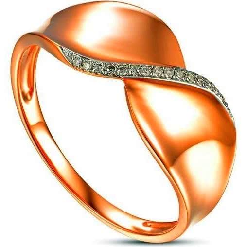 Кольцо с 15 бриллиантами из красного золота