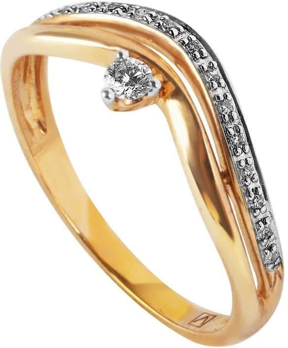 Кольцо с 16 бриллиантами из красного золота