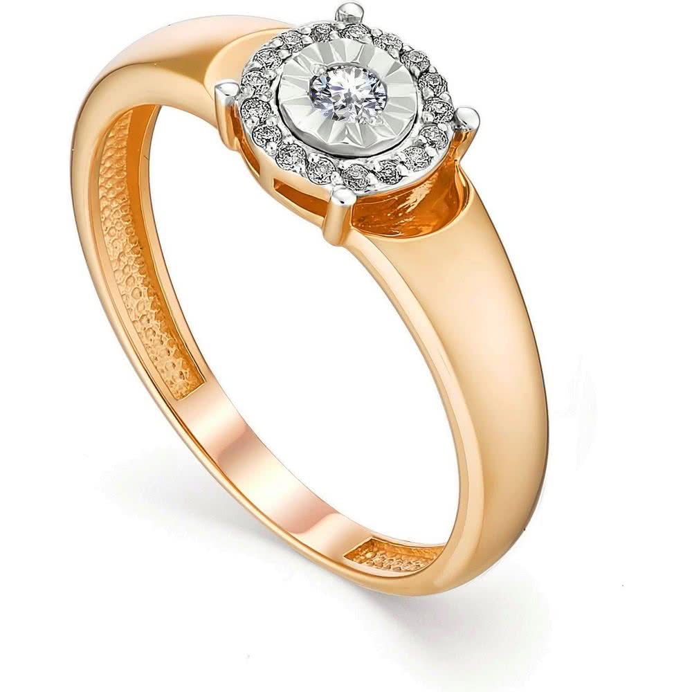 Кольцо с 18 бриллиантами из красного золота