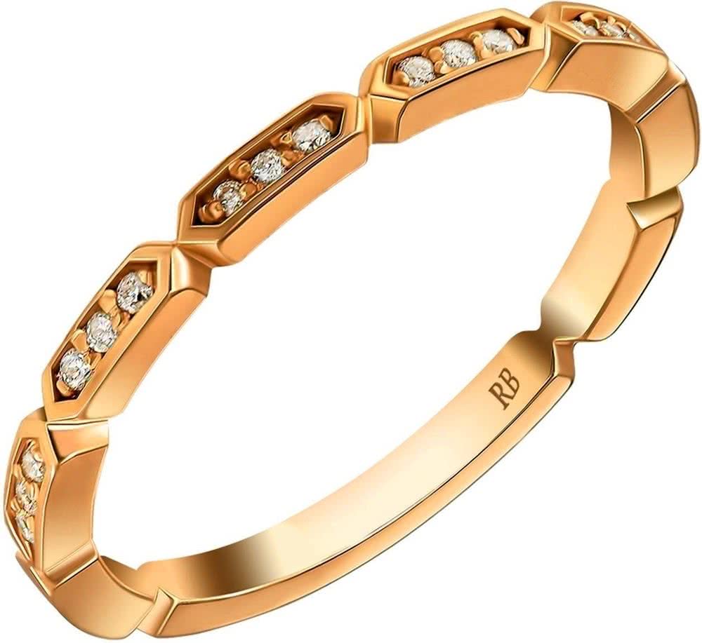Кольцо с 18 бриллиантами из жёлтого золота 750 пробы