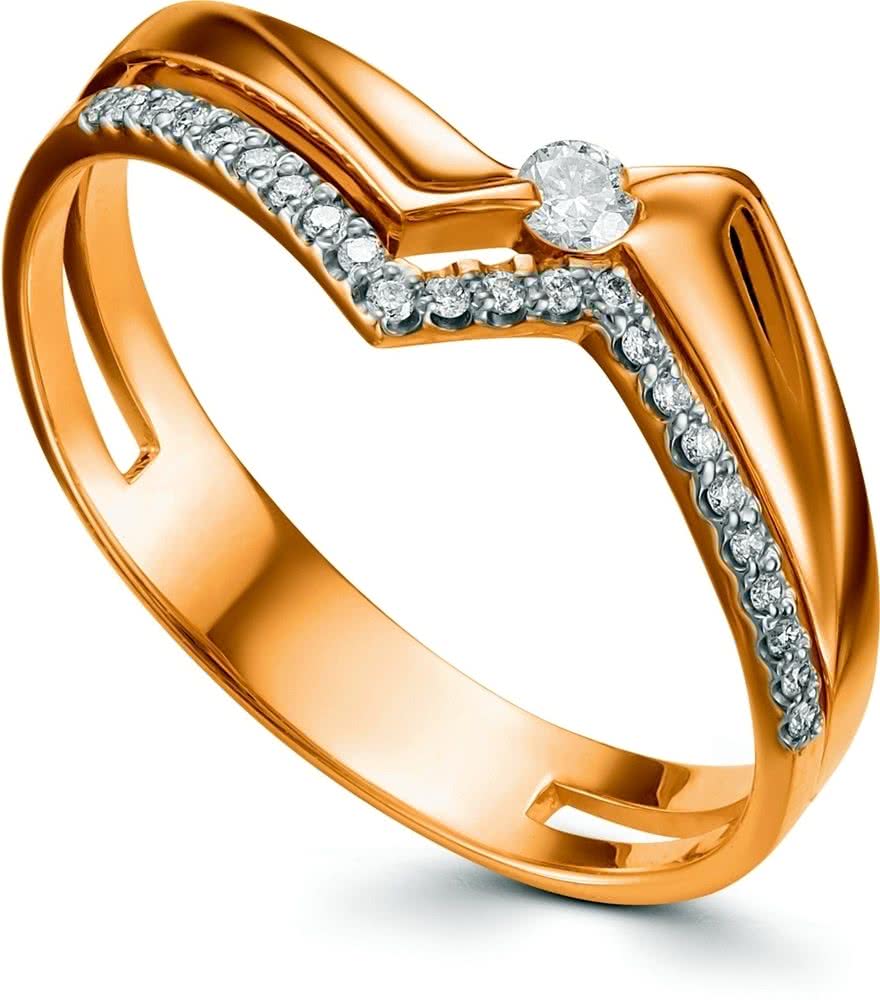 Кольцо с 24 бриллиантами из красного золота