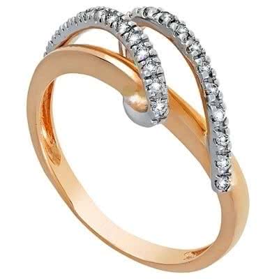 Кольцо с 25 бриллиантами из комбинированного золота