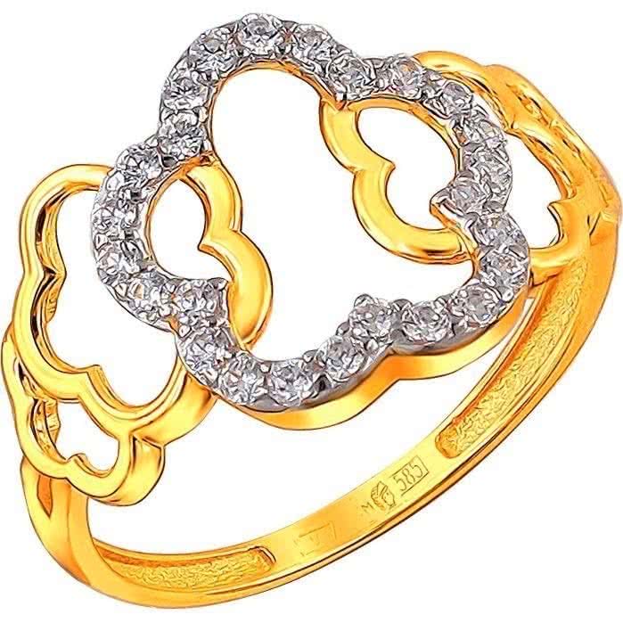Кольцо с 25 фианитами из красного золота