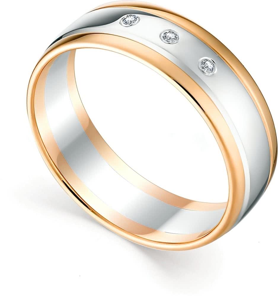 Кольцо с 3 бриллиантами из красного золота