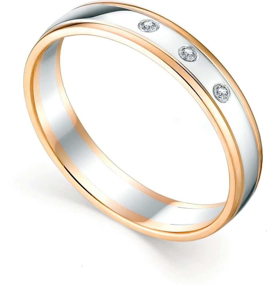 Кольцо с 3 бриллиантами из красного золота