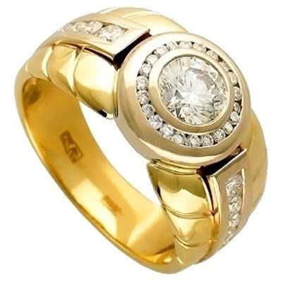 Кольцо с 35 бриллиантами из комбинированного золота 750 пробы