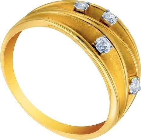 Кольцо с 4 бриллиантами из жёлтого золота