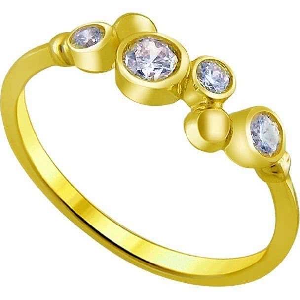 Кольцо с 4 фианитами из жёлтого золота