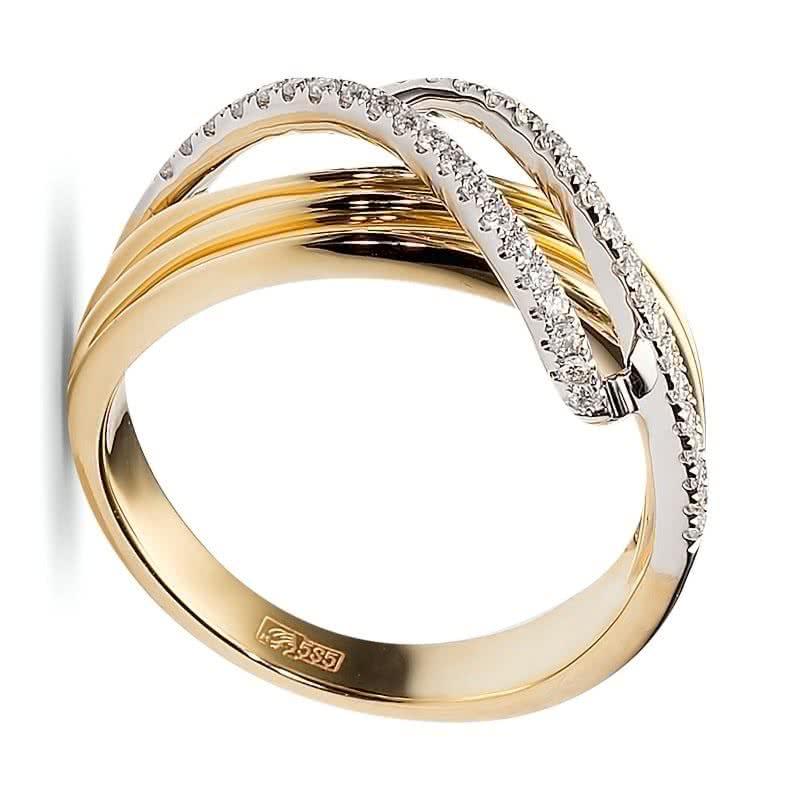Кольцо с 40 бриллиантами из комбинированного золота