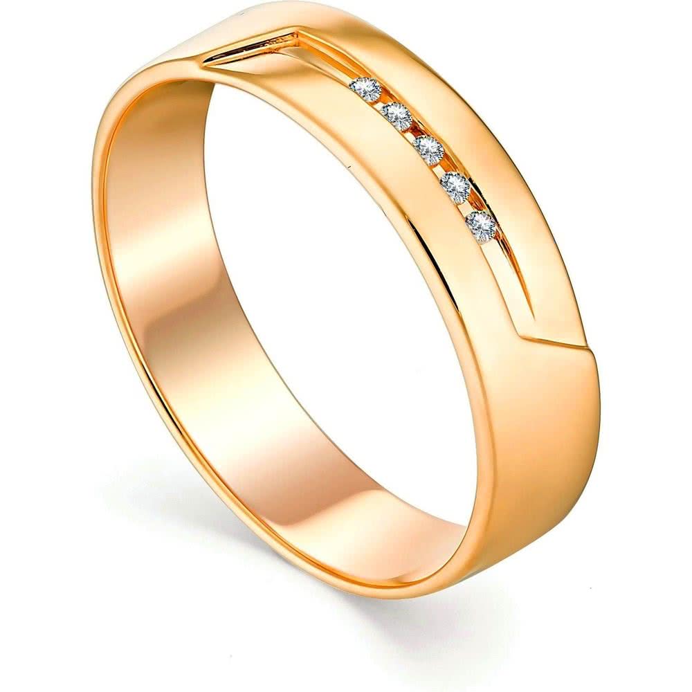 Кольцо с 5 бриллиантами из красного золота