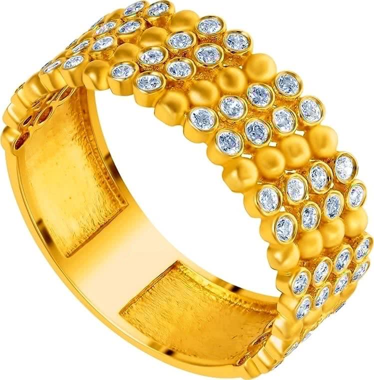 Кольцо с 56 бриллиантами из жёлтого золота