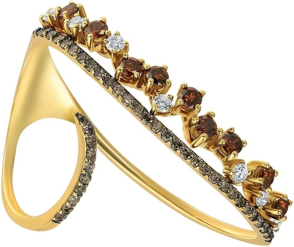 Кольцо с 56 бриллиантами из жёлтого золота 750 пробы