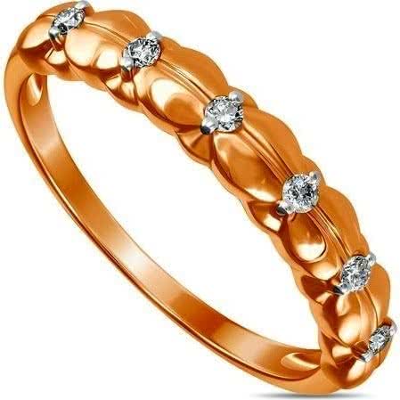 Кольцо с 6 бриллиантами из красного золота