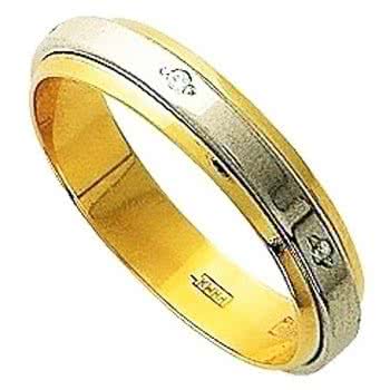 Кольцо с 6 фианитами из комбинированного золота