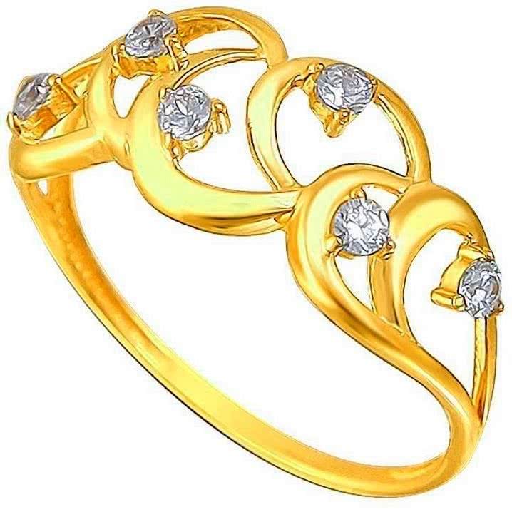 Кольцо с 6 фианитами из жёлтого золота
