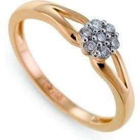 Кольцо с 7 бриллиантами из красного золота