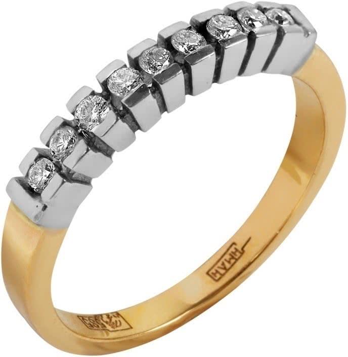 Кольцо с 9 бриллиантами из красного золота