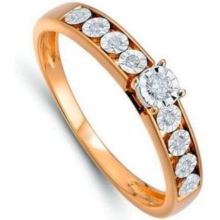 Кольцо с 9 бриллиантами из красного золота
