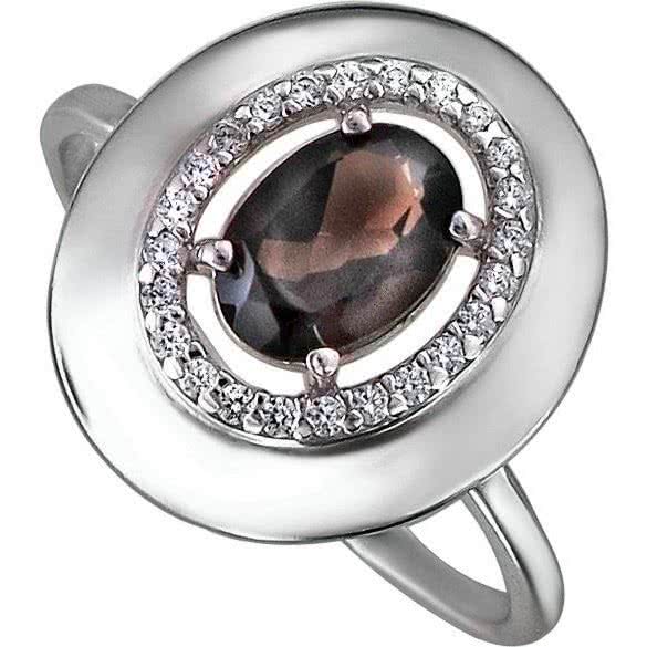 Кольцо с аметистом и циркониями из серебра