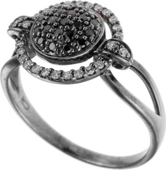 Кольцо с бриллиантами из черного золота
