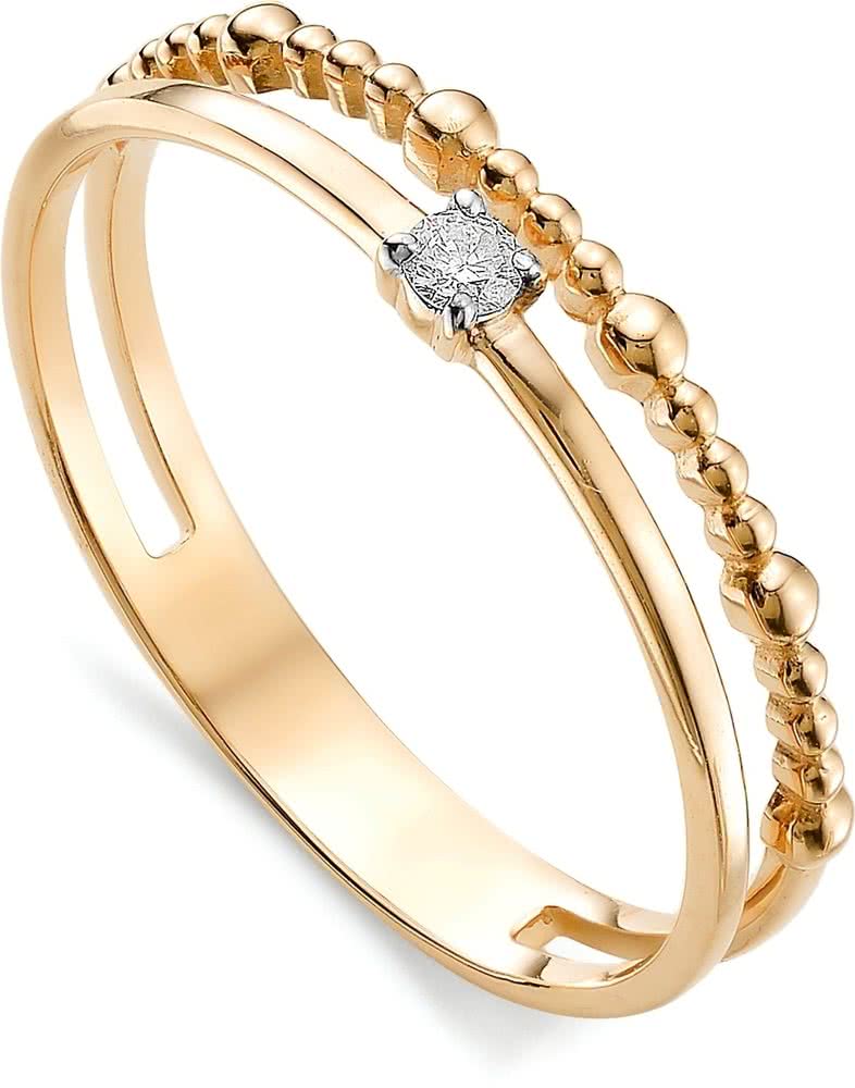 Кольцо с бриллиантом из из красного золота