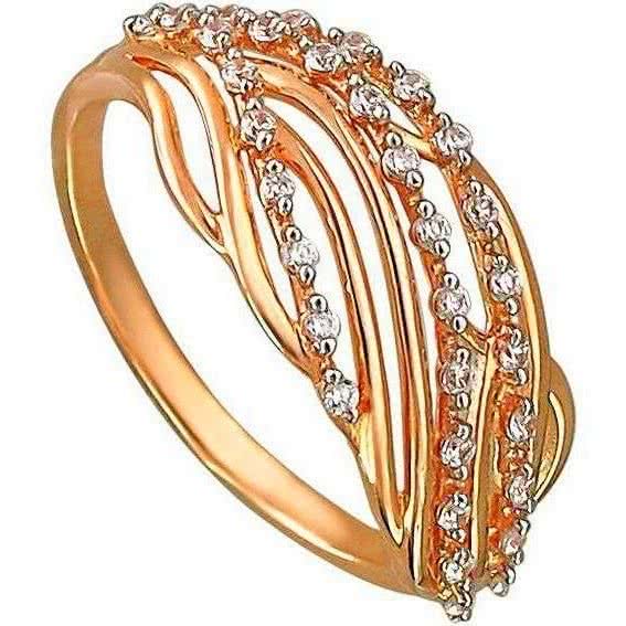 Кольцо с фианитами из красного золота