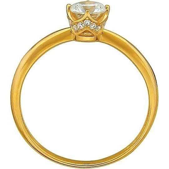 Кольцо с фианитом и кристаллами swarovski из жёлтого золота