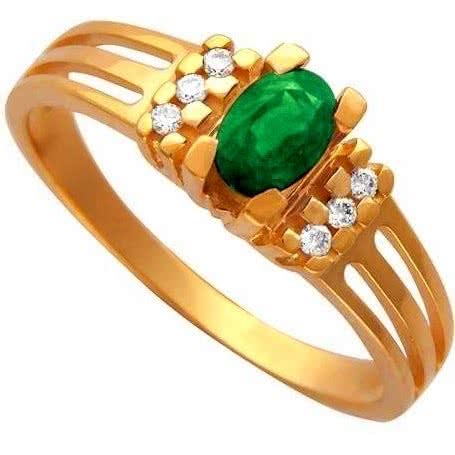 Кольцо с изумрудом и бриллиантами из красного золота