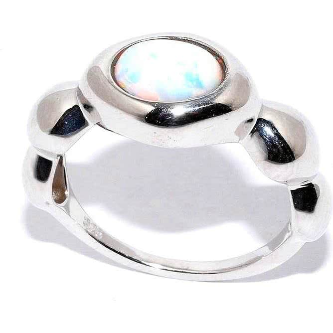 Кольцо с опалами из серебра
