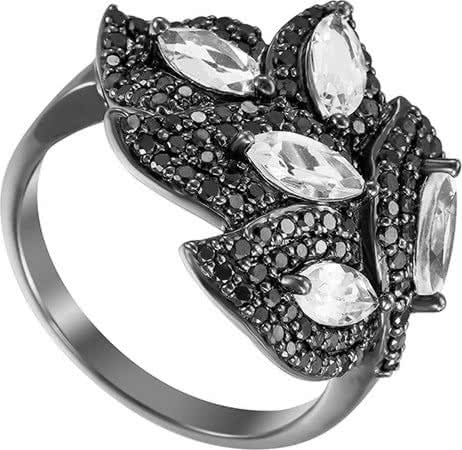 Кольцо с топазами и бриллиантами из чёрного золота
