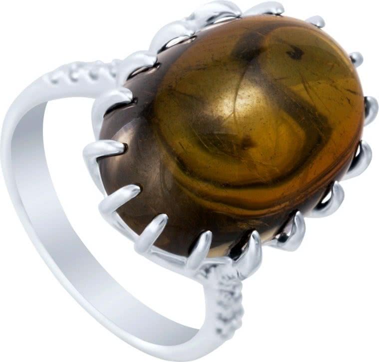 Кольцо с турмалином и бриллиантами из белого золота