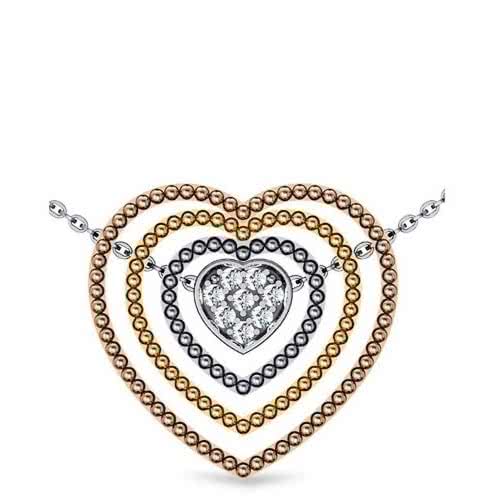 Колье Сердце с бриллиантами из комбинированного золота