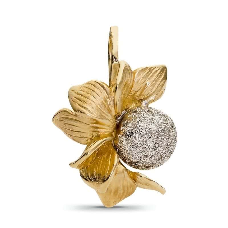 Подвеска Цветок с 21 бриллиантами из комбинированного золота