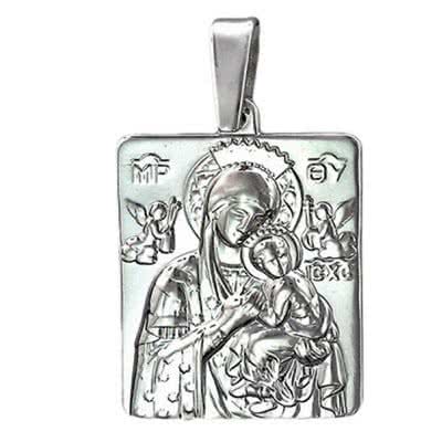 Подвеска-иконка Богородица Иверская из серебра