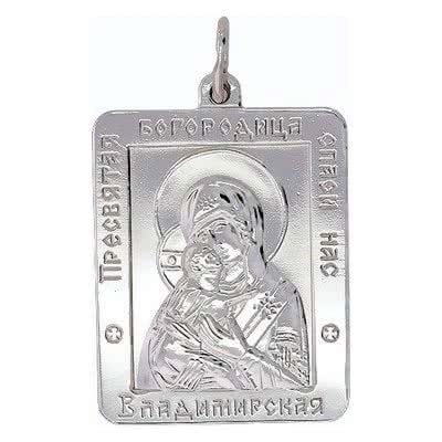 Подвеска-иконка Богородица Владимирская из серебра