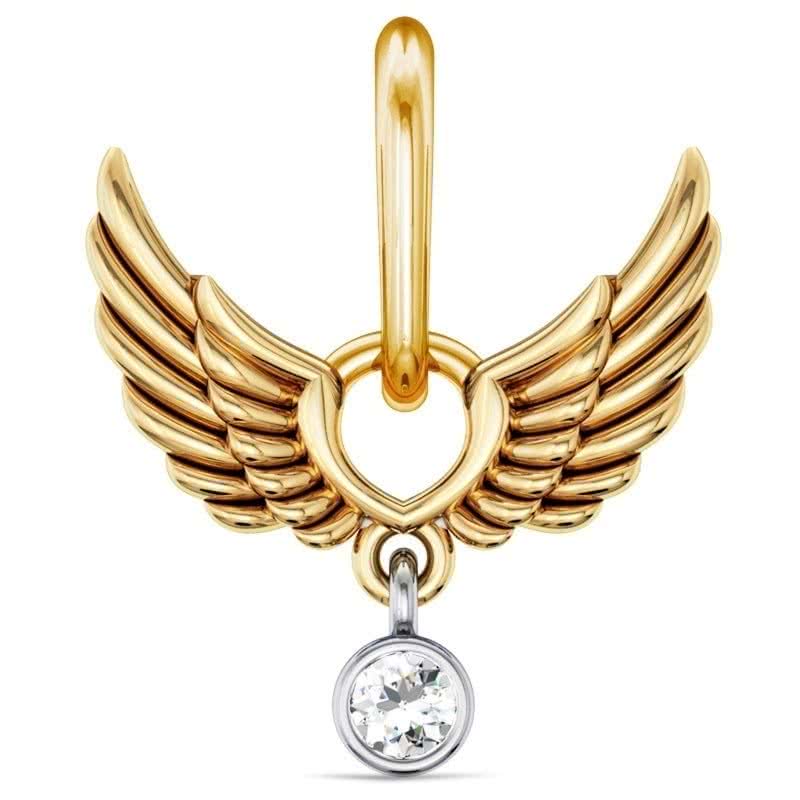 Подвеска Крылья с бриллиантом из комбинированного золота